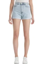 ⁦شورت جينز موم فيت بخصر عالي⁩ - الصورة ⁦3⁩